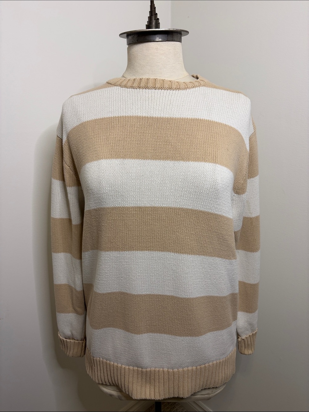 BRANDY MELVILLE Tan White Striped Sweater ONE SIZE